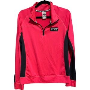 Victoria's Secret PINK Quarter Zip Longer Sleeve | Hot Pink & Black | Athletic